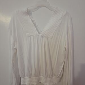 Express White V-Neck Blouse